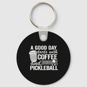 Een goede dag begint met koffie en pickleball sleutelhanger