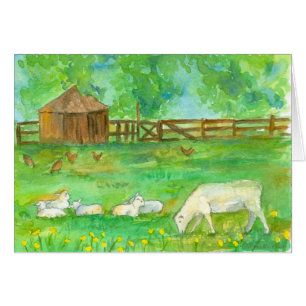 Een goede dag schapen lammeren kippen boerderijdie