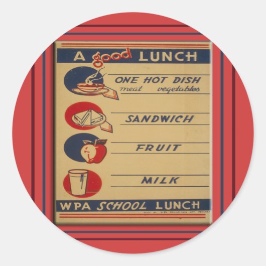 Een goede schoollunch ronde sticker (Voorkant)