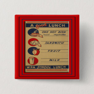 Een goede schoollunch vierkante button 5,1 cm
