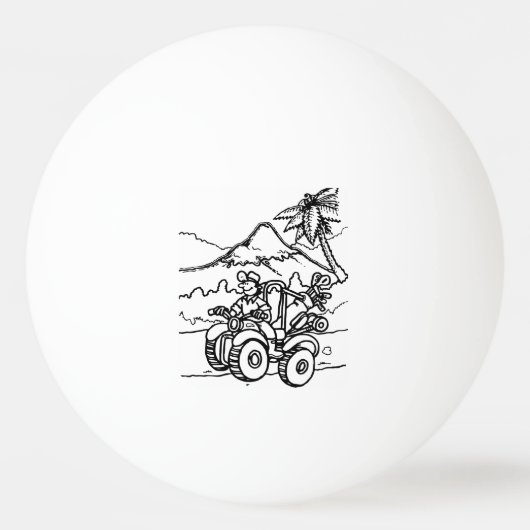 Een golfer die golf speelt met zijn vier wieler pingpongballen (Voorkant)