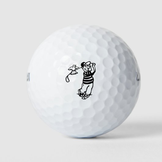 Een Golfer in b-w Golfballen (Voorkant)