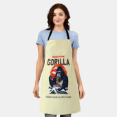 Een gorilla eet spaghetti schort (Gedragen)