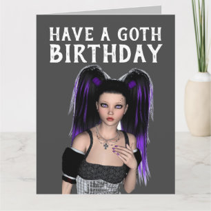 EEN GOTHIC BIRTHDAY, EMO GOTHIC GIRL KAARTEN
