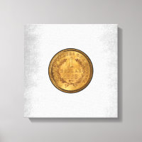 Een gouden dollar 1853 met een zilverachtergrond