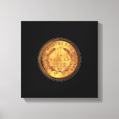Een gouden dollar 1853-munt - Zwarte achtergrond Canvas Afdruk (Voorkant)