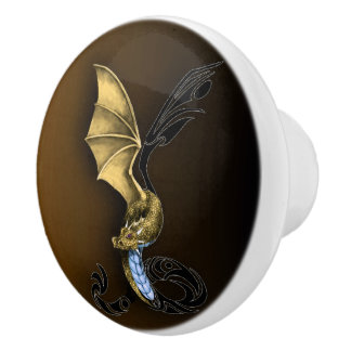 Een gouden draak keramische knop
