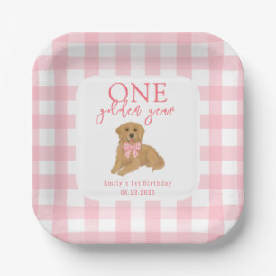 Een gouden jaar Goud Retriever Meisjes Verjaardag Papieren Bordje