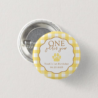 Een gouden jaar Pootafdruk Eerste verjaardagsfeest Ronde Button 3,2 Cm