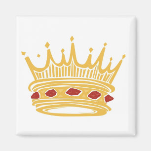 Een gouden koningskroon met juwelen magneet