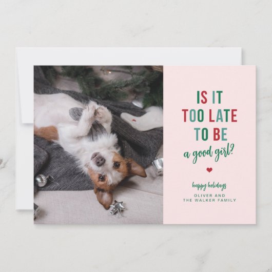 Een grapkaart met een leuk huisdier voor de feestd feestdagenkaart (Voorkant)