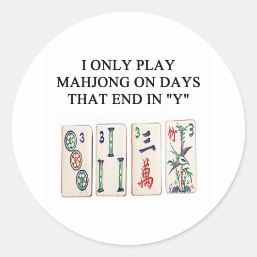 een grappig mahjong ontwerp ronde sticker (Voorkant)