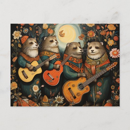 Een grappig schattig kwartet van schattige ottermu briefkaart (Voorkant)