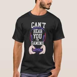Een grappige gamer-headset kan je horen dat ik een t-shirt