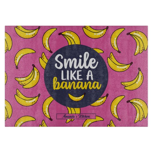 Een grappige glimlach als een bananenretro-fruitpa snijplank (Voorkant)