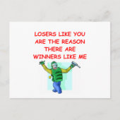 een grappige grap voor winnaars en verliezers briefkaart (Voorkant)