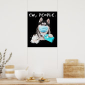 Een grappige husky hond met een cadeau voor een ge poster (Keuken)