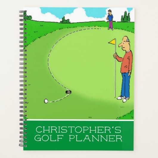 Een grappige illustratie van de cartoon van golfer planner (Voorkant)