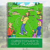 Een grappige illustratie van de cartoon van golfer planner