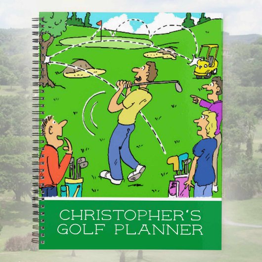 Een grappige illustratie van de cartoon van golfer planner