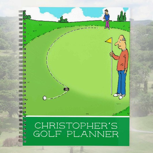 Een grappige illustratie van de cartoon van golfer planner
