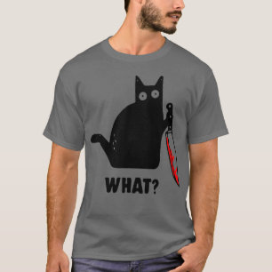 Een grappige kat met een mes t-shirt