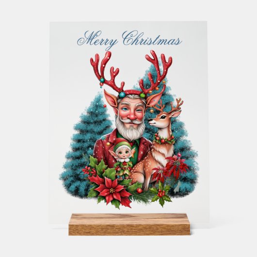 Een grappige kerstillustratie, acryl bord (Voorkant)