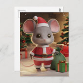 Een grappige Kerstman Muis Briefkaart (Voorkant / Achterkant)