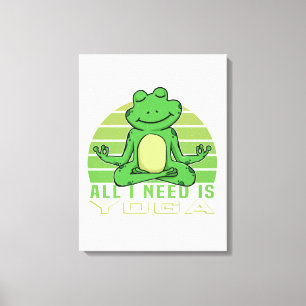 Een grappige kikker met yoga. canvas afdruk