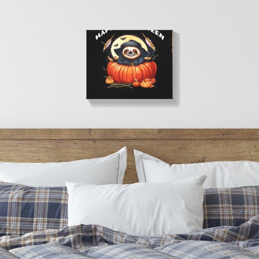 Een grappige luiaard vieren Halloween Essential T- Canvas Afdruk (Insitu (Slaapkamer))