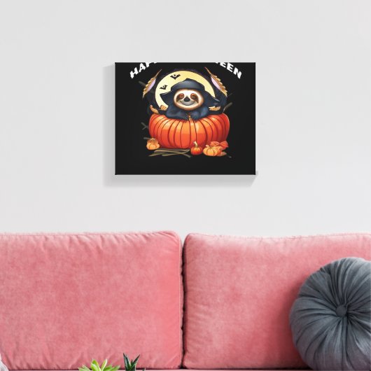 Een grappige luiaard vieren Halloween Essential T- Canvas Afdruk (Insitu (Woonkamer))