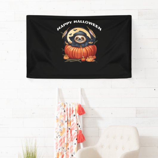 Een grappige luiaard vieren Halloween Essential T- Spandoek (Insitu)