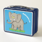 Een grappige olifant met vogel op de cartoon van d (Achterkant)