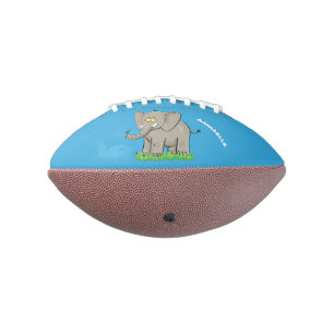 Een grappige olifant met vogel op de cartoon van d american football