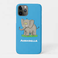 Een grappige olifant met vogel op de cartoon van d