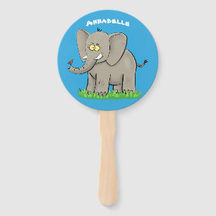 Een grappige olifant met vogel op de cartoon van d handwaaier