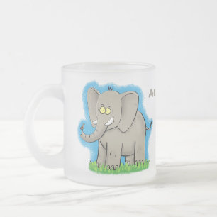 Een grappige olifant met vogel op de cartoon van d matglas koffiemok