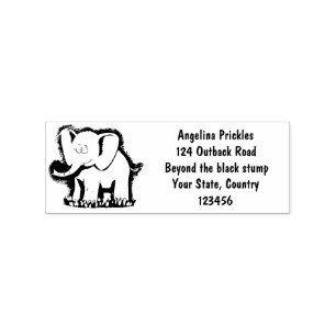 Een grappige olifant met vogel op de cartoon van d rubberstempel