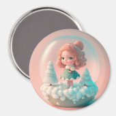 Een grappige pop op een wolk magneet (Voorkant / Achterkant)