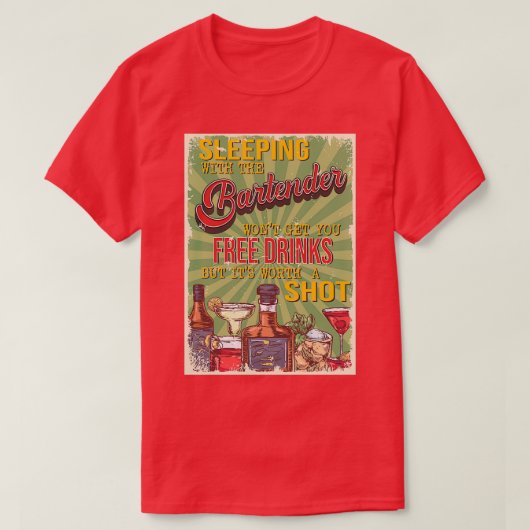 Een grappige Retro Badge-stijl met een barman T-shirt (Design voorkant)
