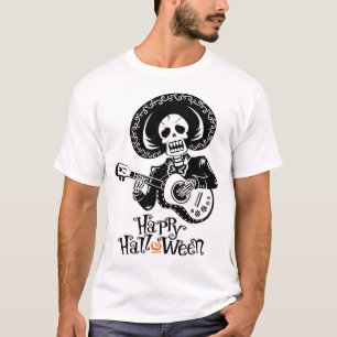Een grappige skeleton die gitaar speelt, Happy Hal T-shirt