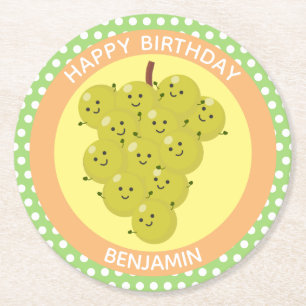 Een grappige stelletje druiven reünie cartoon ronde kartonnen onderzetter