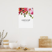 Een Grateful Heart Inspirerend Floral Poster (Keuken)