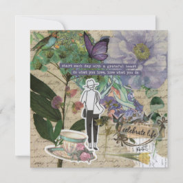 Een Grateful Heart/Paars Flat Wenskaart