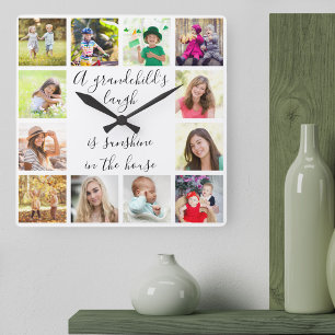 Een Grenkind Laugh Quote 12 Foto White Vierkante Klok