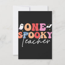 Een griezelige leraar grappige Halloween plat kaar