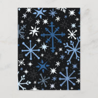 Een griezelige mest van blauwe sneeuwvlokken op zw