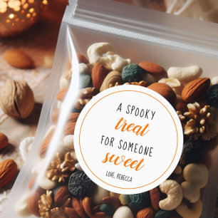 Een griezelige traktatie voor iemand zoete Hallowe Ronde Sticker