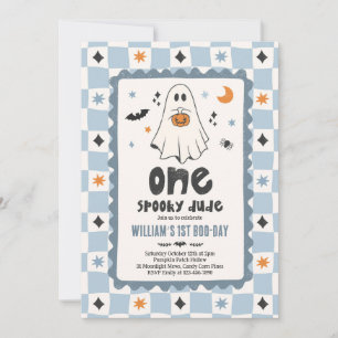 Een griezelige vent Halloween jongen spook 1e verj Kaart