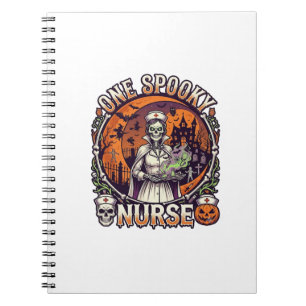 Een griezelige verpleegster Halloween skelet tover Notitieboek